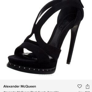 Authentic Suede Alexander McQueen Black Strappy Heels 8.5